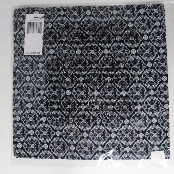 Vera Bradley Scarf / Bandana Charcoal Vines Print New In Packaging - Picture 3 of 4